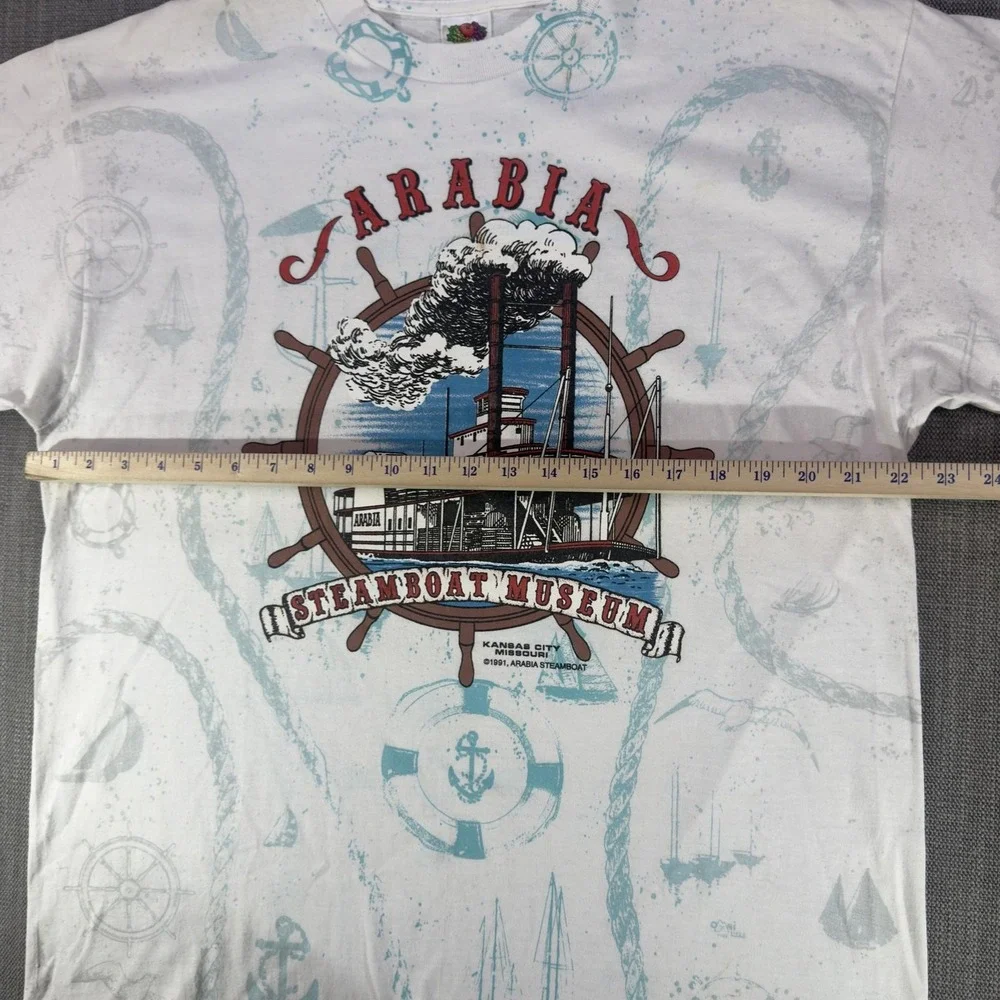 Vintage Arabia Steamboat Museum Shirt Mens XL White Nautical Graphic KC 1991 Tee